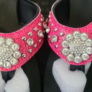 Isabella Rhinestone Hot Pink Flip Flops